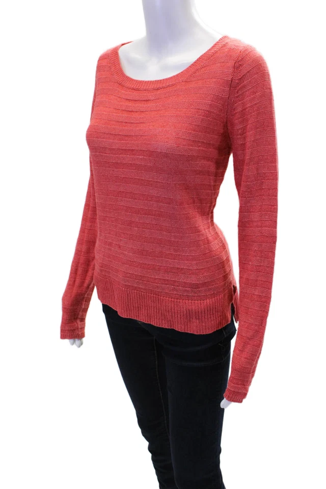 ISDA & Co Womens Linen Crew Neck Long Sleeve Knitted Sweater Pink Size S - Image 2 of 4
