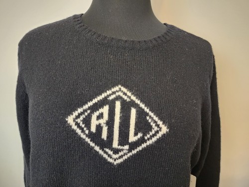New Ralph Lauren 100% Lambswool Sweater Womens Large BLACK - Picture 2 of 11