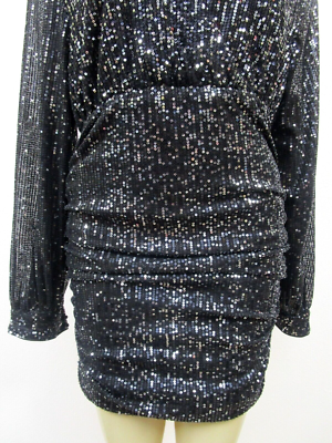 Sequin Dress SheIn Black Silver Long Sleeve Knee Length Size M NEW | eBay