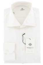 Luigi Borrelli White Solid Cotton Shirt - Slim - YU