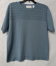 Womens Lightweight Sweater Alfred Dunner L Blue Good Condition 