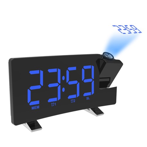 LED Curved-Screen Digital Alarm Ceiling/Wall Projector Dual Clock FM Radio DC 5V - Picture 7 of 14