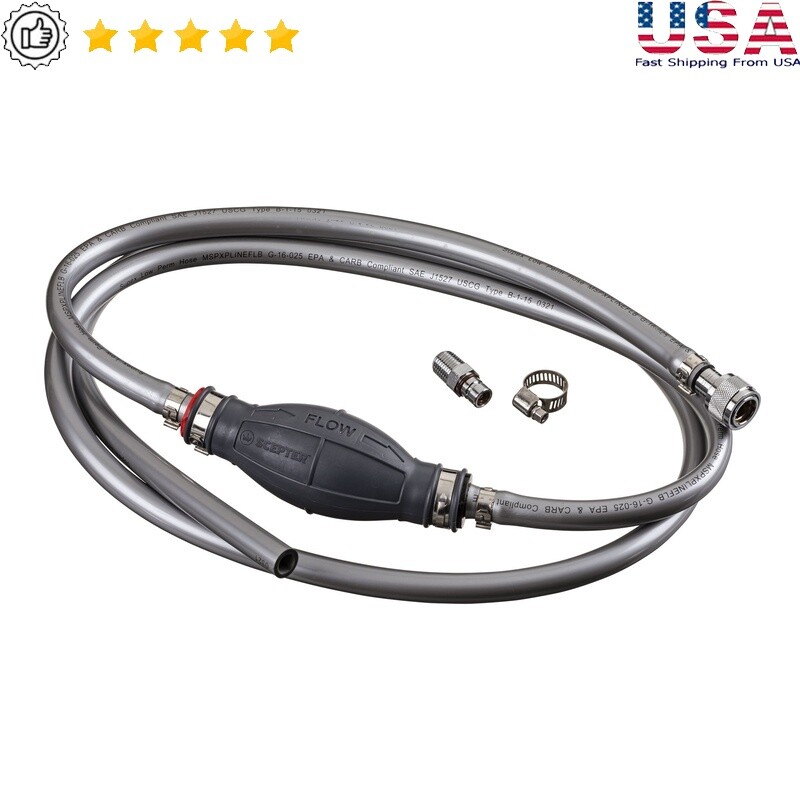 Universal Marine Fuel Line Kit 3/8 Inch W/ Primer Bulb Quick Connect Fittings US