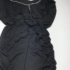 Anrabess Dress Womens Size XL Black Chain Back Bodycon Ruched Party Cocktail NEW