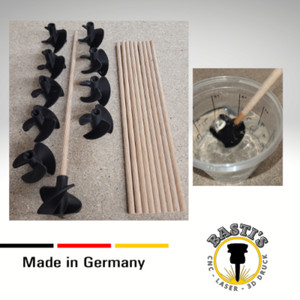 4-teiliges Quirl-Set Aus Buchenholz – Mit Kunststoffkopf In Größen 19, 22, 26 & 36 Cm