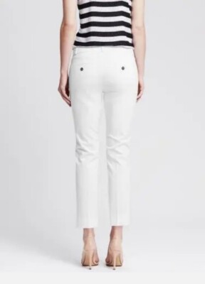 のん Banana Republic White Avalon Fit Sateen Crepe Cropped Pant #187082