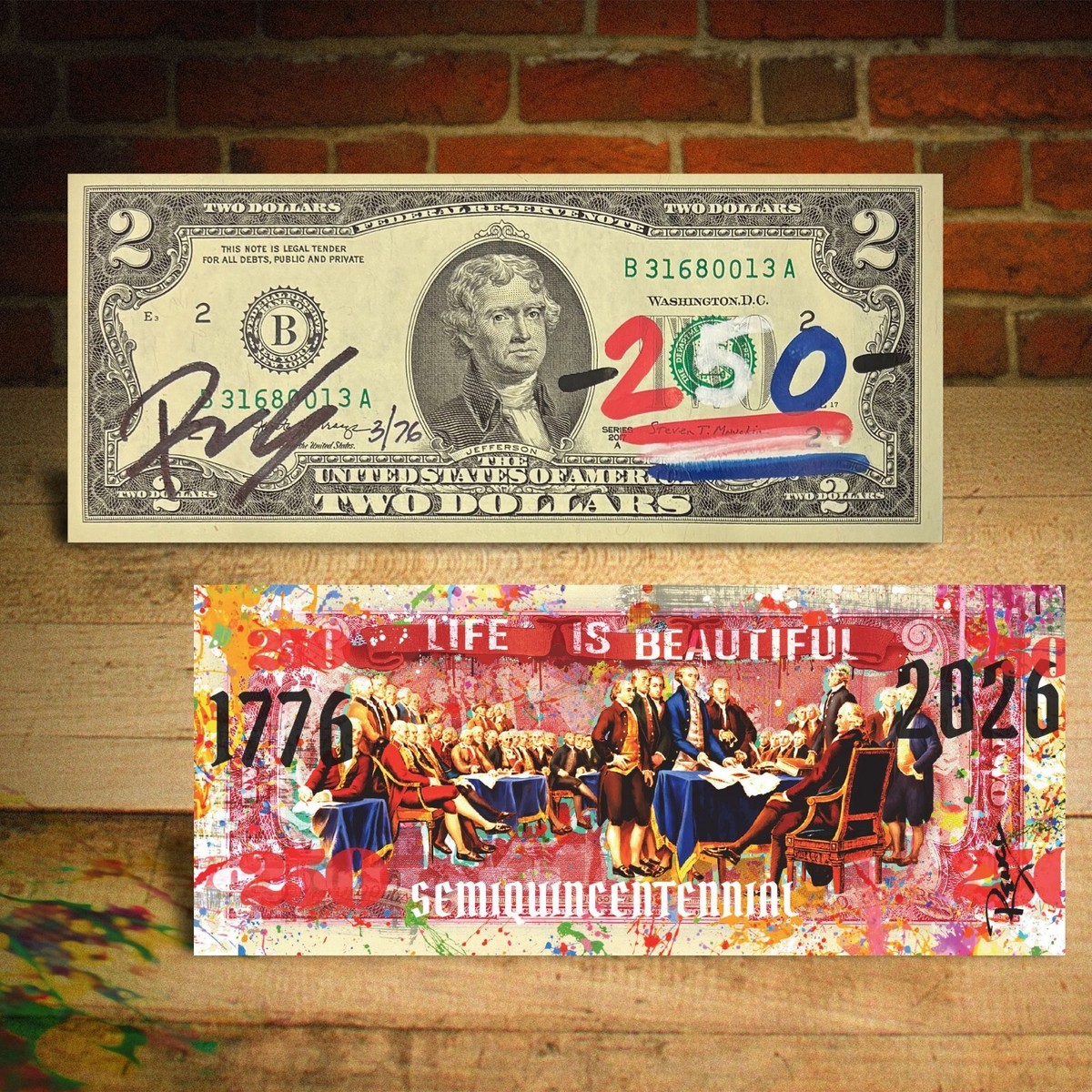 USA 250th Anniversary 1776-2026 Rency Hand Signed $2 Bill Life is