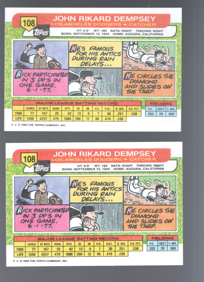 Rick Dempsey 1989 Topps Big #108  - Image 2 of 2
