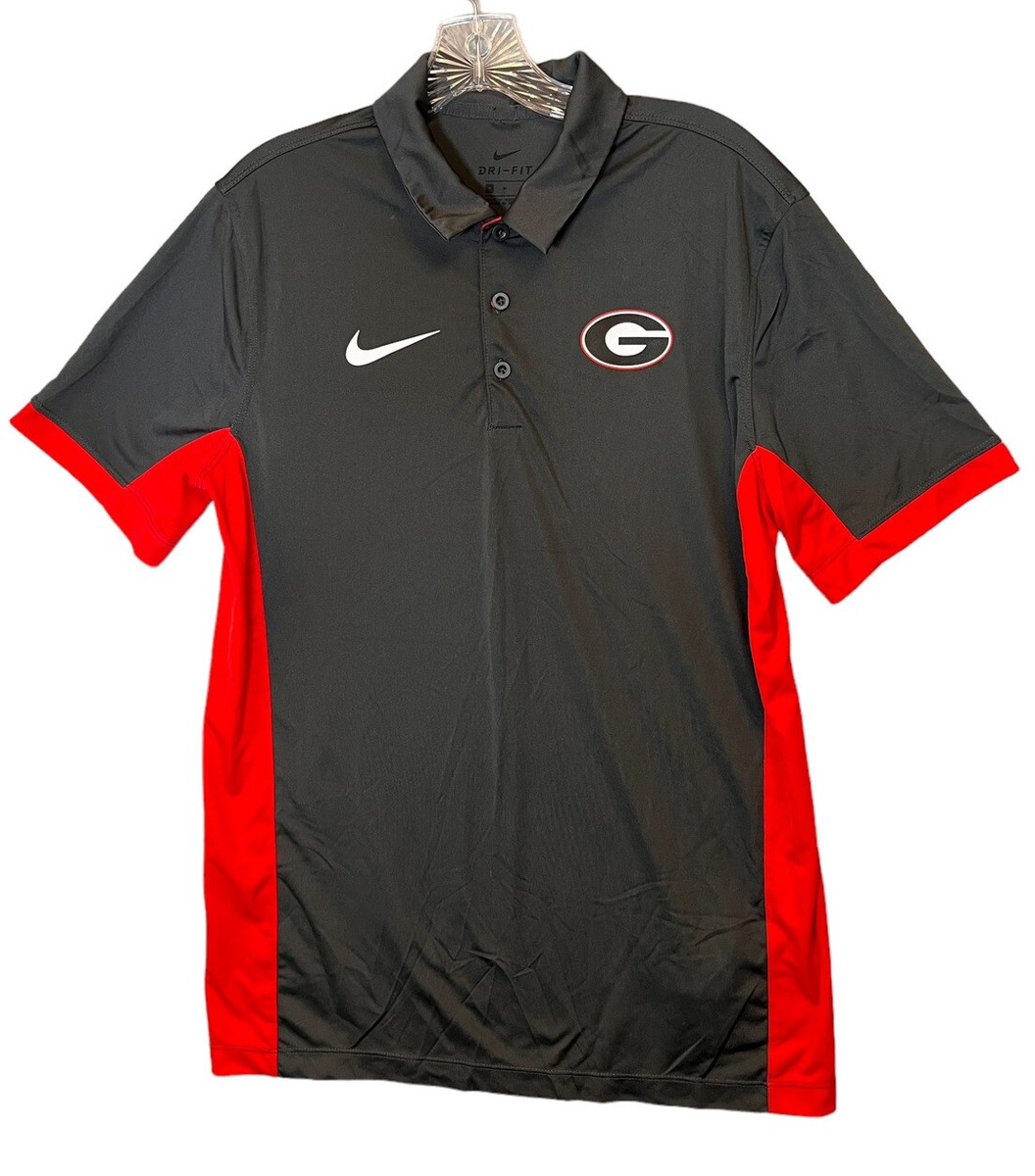 Georgia Bulldogs Nike Dri Fit Sideline Short Sleeve Polo Shirt Mens Med  Gray Red