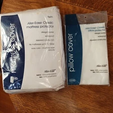 AllerEase Waterproof Allergy Bed Bug ZipvMattress Cover Protector Twin & Pillow 