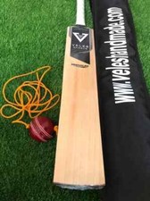 Custom made Cricket Bat English Willow Free Hanging Leather Ball Nature India 