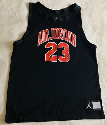AIR JORDAN #23 BOYS BASKETBALL SLEEVELESS MESH JERSEY SZ XL BLK