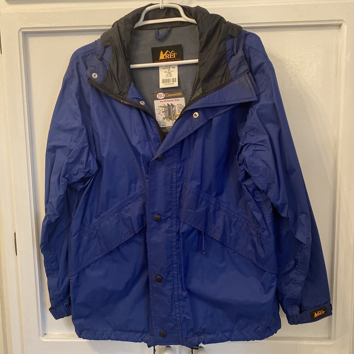 REI Jacket Hooded Nylon Womens XS Elements Blue Full Zip Pockets