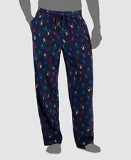 Club Room Men's Blue Holiday Lights Fleece PJ Pajama Pants Sleepwear Size M