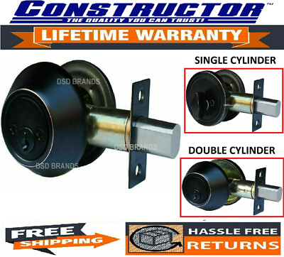 Constructor Deadbolt Entry Door Lock Oil Rubbed Bronze Single or Double Cylinder