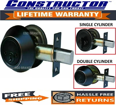 Constructor Deadbolt Entry Door Lock Oil Rubbed Bronze Single or Double Cylinder