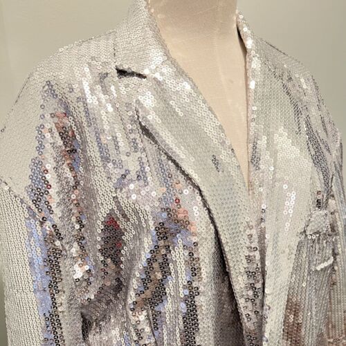 F Men's Silver Sequins Novelty Jacket Size XXL SUITMEISTER NWT Cosplay Costume - Picture 6 of 19