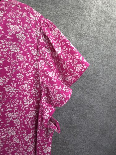 Loft Dress Womens XL Short Sleeve Knee Length Button Up V-Neck Pink Floral NWT - Picture 3 of 14