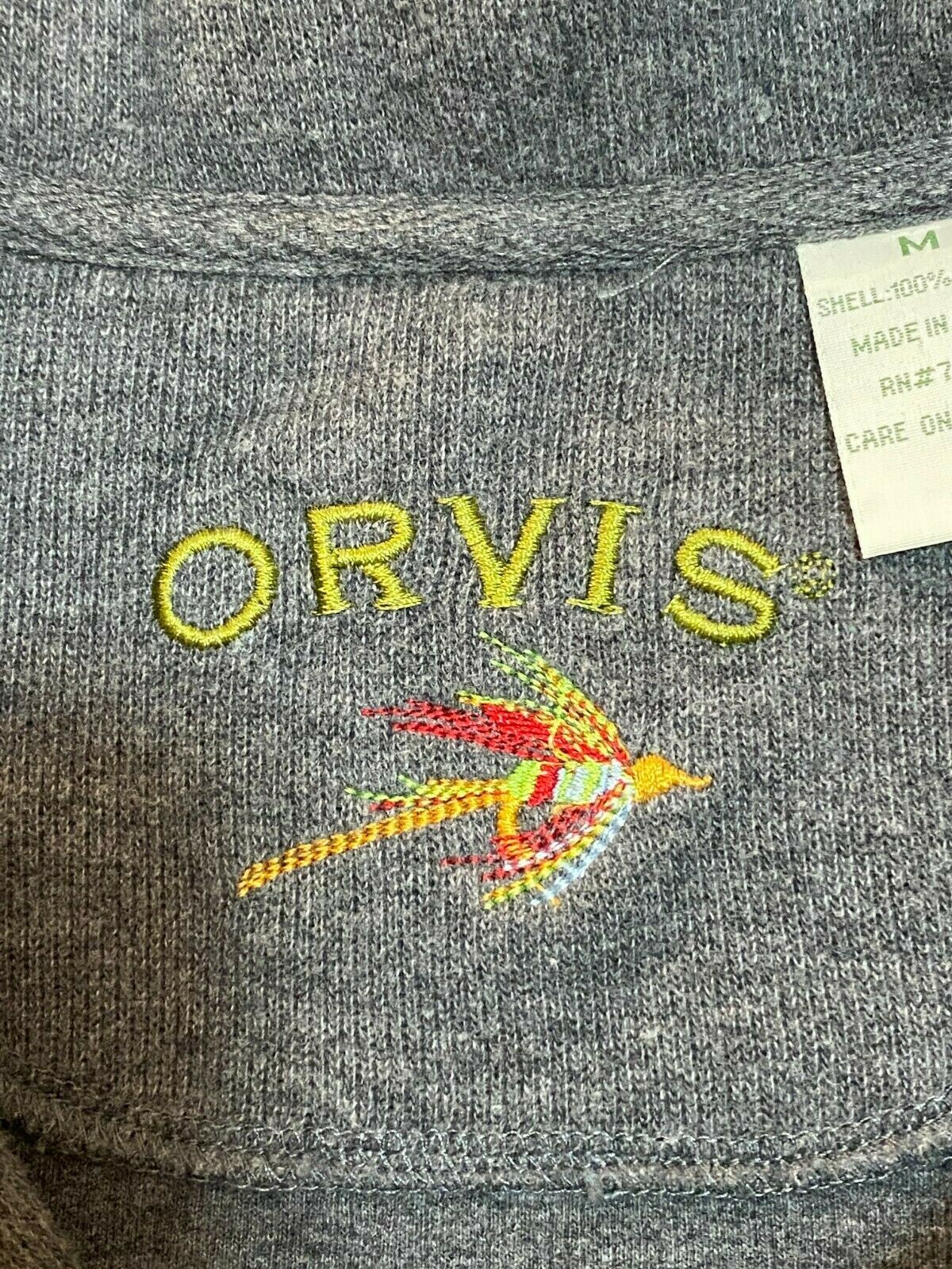 ORVIS 1/4 ZIP Soft Long Sleeve Shirt Pull leather tab sz medium grey ...