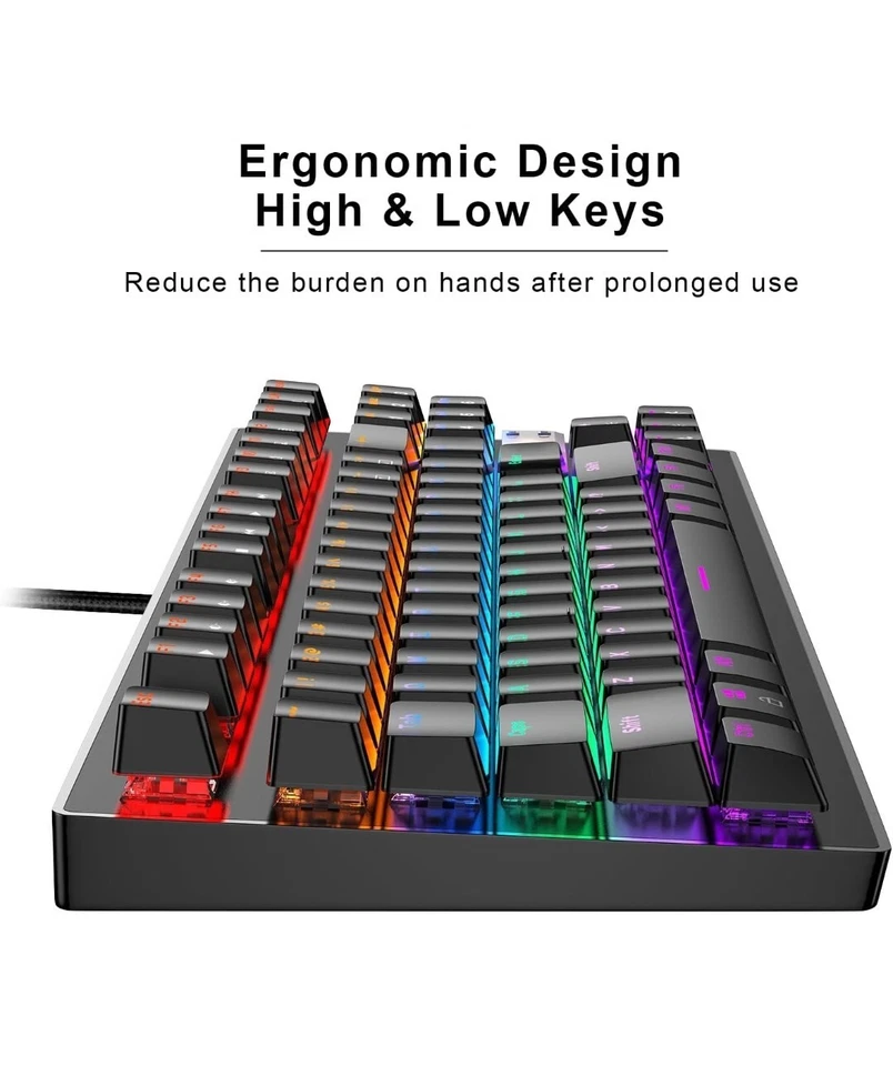 SADES Mechanical Gaming Keyboard For Mac PC Laptop Wired LED Backlit Keyboard - Image 2 of 4