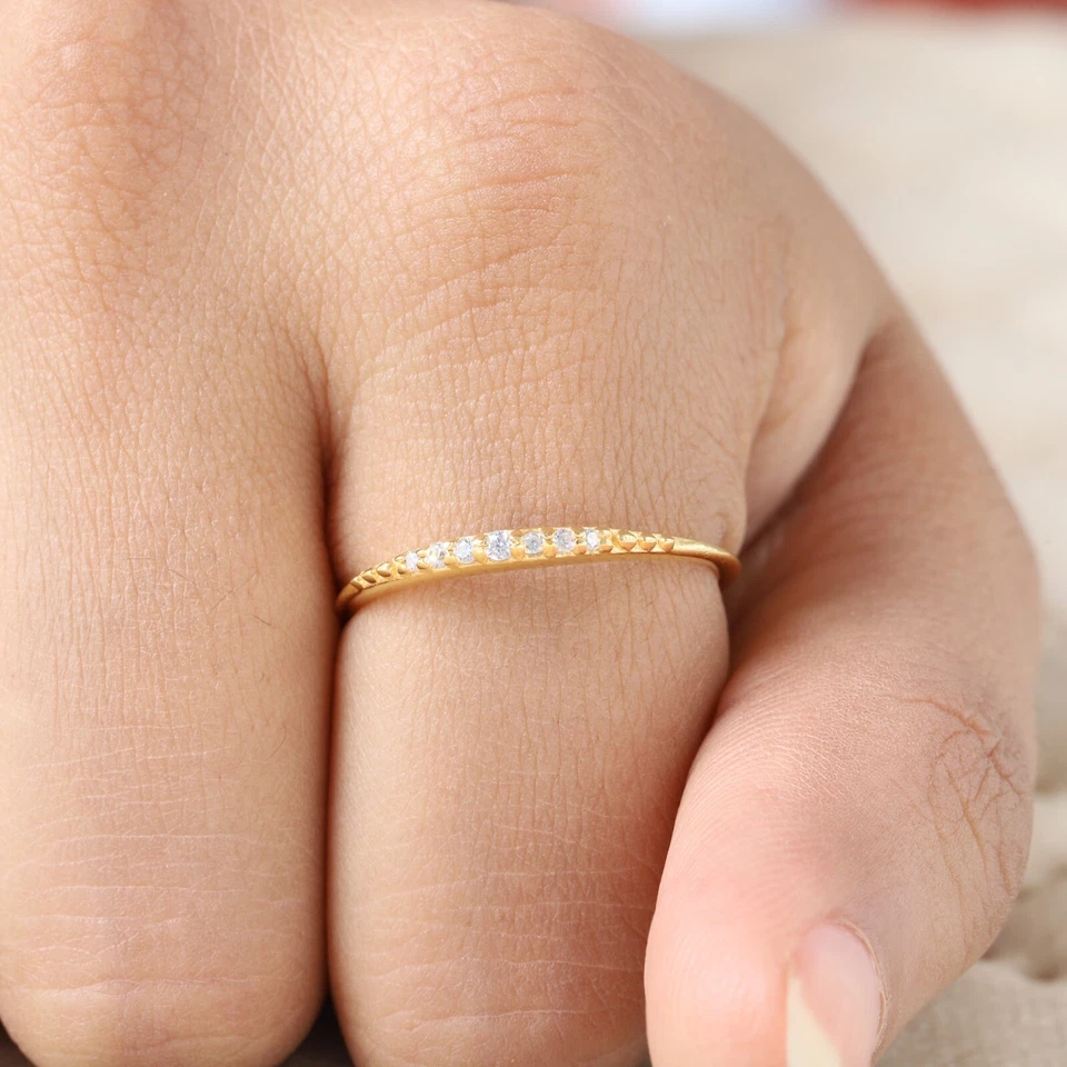 925 Sterling Silver 2 mm Round Shape Moissanite band half Eternity - Image 2 of 4