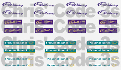 Code 3 selbstklebendes Vinyl Aufkleber weiße Taxis - Cadbury's/Poundland - 1/50 1/76 1/64
