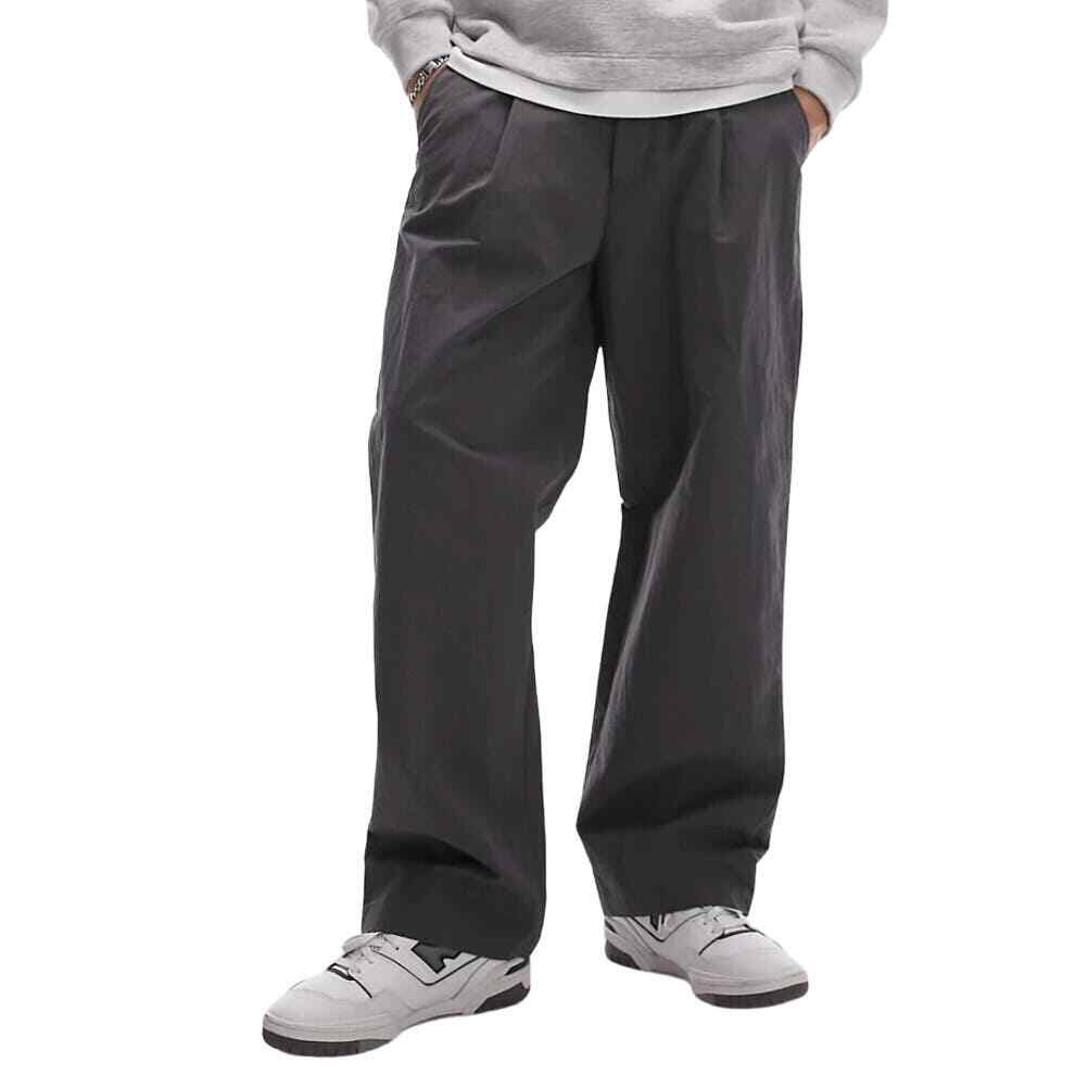 Topman Limited Wide Leg Paper Bag Trousers in Charcoal, Size 32X32 | eBay
