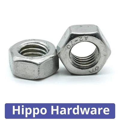 HIPPO HARDWARE UNF Imperial Fine Thread Hex Full Nuts Hexagon A2 Stainless Steel