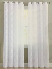 Sheer Collection 55"x84" Carly Embroidery Grommet Sheer 1 Panel Curtain White