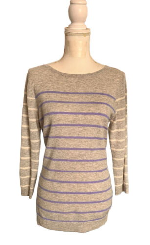 autumn cashmere Women’s Gray Striped Sweater Size 