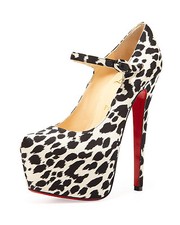 AUTH NEW WOMEN LOUBOUTIN LADY DAF 160 LEOPARD MARY JANE PUMP/HEEL US 9.5