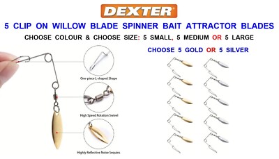 5 DEXTER CLIP ON WEIDENKLINGEN FÜR SPINNER KÖDER ZANDER WIE MEPPS AGLIA KÖDER