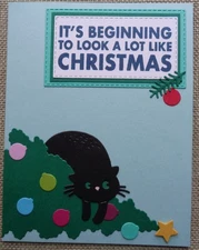 Stampin Up! Card Kit Kitty CAT crashes TREE Beginning to Look lot like Christmas