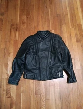 Vintage OPEN ROAD Wilsons Black 100% Leather Biker Jacket Padded Sz Med 40