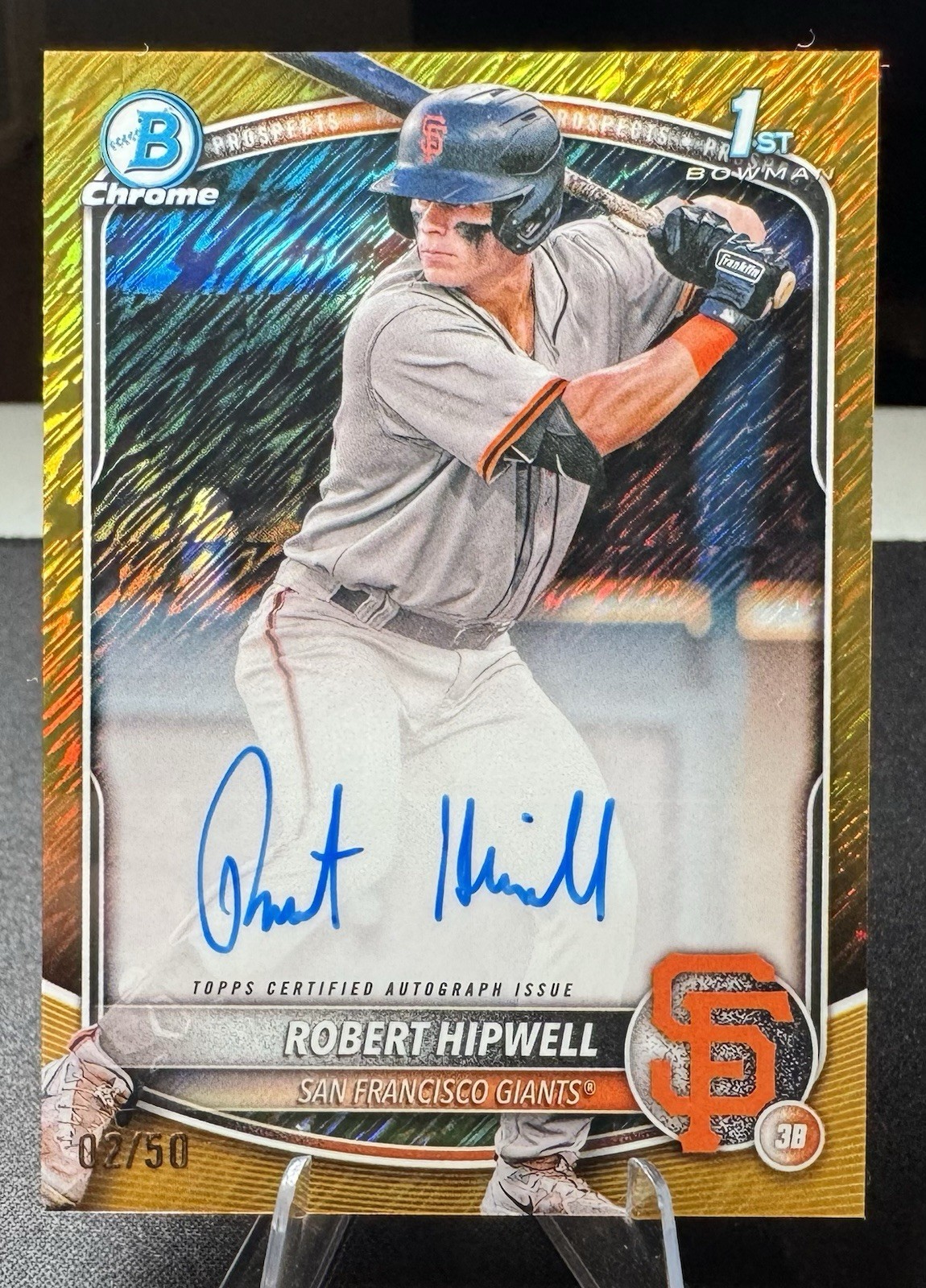 2025 Bowman Chrome-#CPA-RH Robert Hipwell 1st Gold Shimmer Autograph 2/50