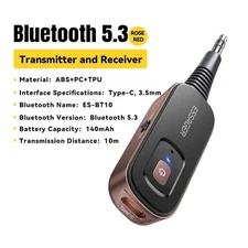 2-in-1 Bluetooth Audio Receiver Transmitter Wireless Bluetooth 5.1 3.5mm AUX