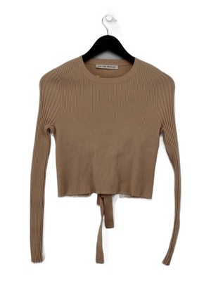 Live The Process Damen Top M hellbraun Viskose mit Polyester cropped