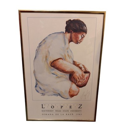 VTG Poster Southwest Art Exhibition 1983 Semana de la Raza Framed Artist Signed