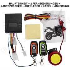 Motorrad Alarmanlage Diebstahlschutz 12V Motorstart mit 2 Fernbedienungen Neu
