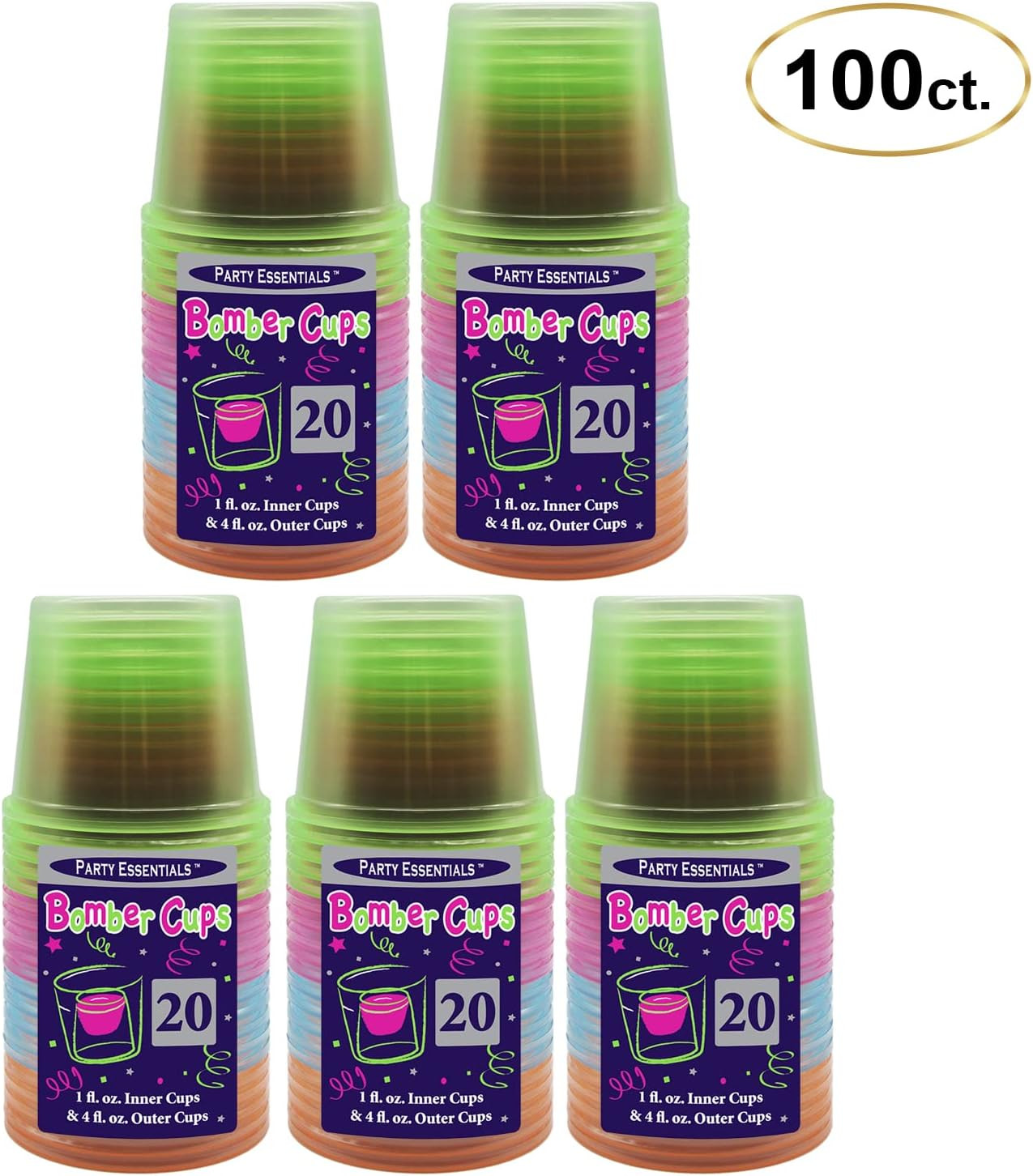 Party Essentials Disposable Soft Plastic Bomber Cups, Jager Bomb Shot Glasses, 4 thumbnail 2