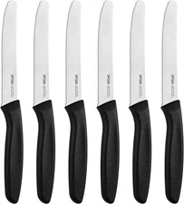 Steak Knives,Sharp Serrated Kitchen Knives,6 Pieces Medium, Black Handle 