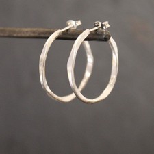 Silver Hoops, Organic Hoop Earrings, Minimal Hoop Earrings