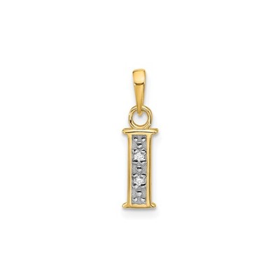 14k Gelb-Rhodium Gold Initiale I Anhänger Diamantschliff Alphabet Charm für Frauen