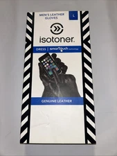 Isotoner Men’s Black Smart Touch Dress Leather Gloves New In Box Size Large