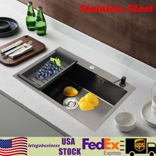 68 45 20cm Stainless Steel Undermount Kitchen Sink Washbasin W/ Soap Dispenser