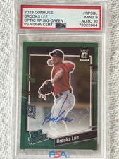 2023 Donruss Optic Brooks Lee Rated Prospect Green Signature Auto /5 PSA 9