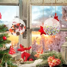 24x Clear Plastic Fillable Ornaments for Hanging Decoration DIY Art Crafts 5cm