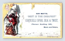 Corticelli Spool Silk Thread Sewing 1890s Victorian Trade Card 2.5" x 4.5"