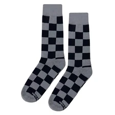 NWT Gray Black Checker Dress Socks Novelty Men 8-12 Crazy Fun Sockfly