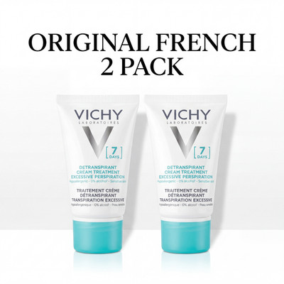Vichy 7 Days Anti Perspirant Cream 30ml 2 Pack Sensitive Skin 0% Alcohol